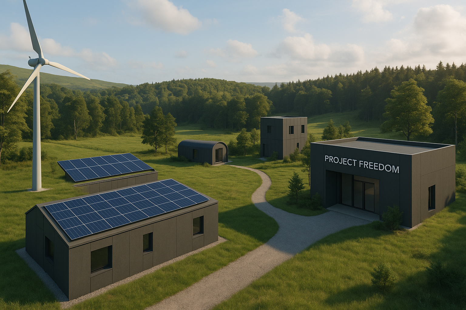 Concept rendering of a renewable-energy Project FREEDOM research base in rural Ireland